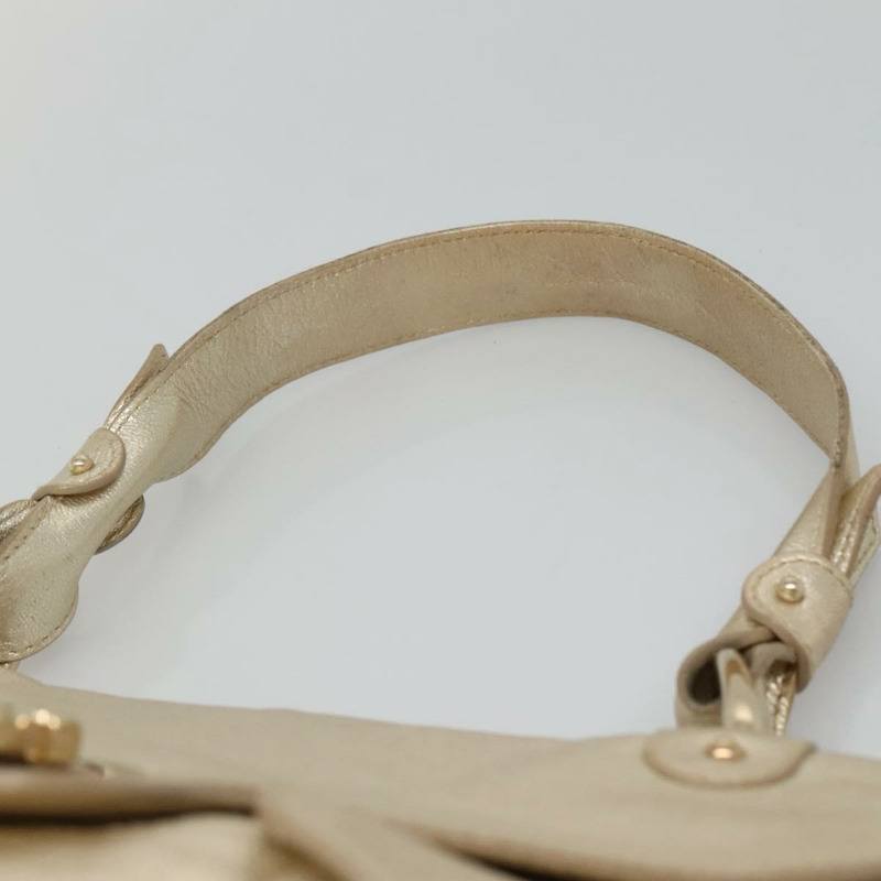 【日本直送】Salvatore Ferragamo Gancini 香檳金皮革手提包，正品 BA3466V-7