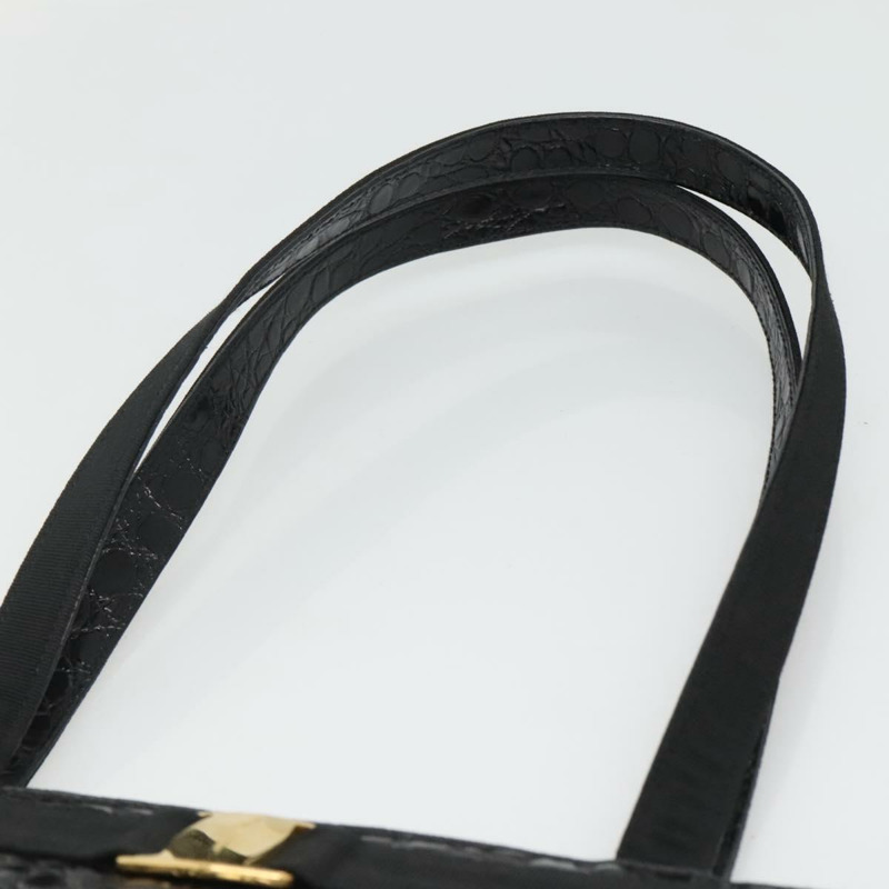 【日本直送】Salvatore Ferragamo Vala 手提包 皮革壓花 黑金色 正品 BA3465-7