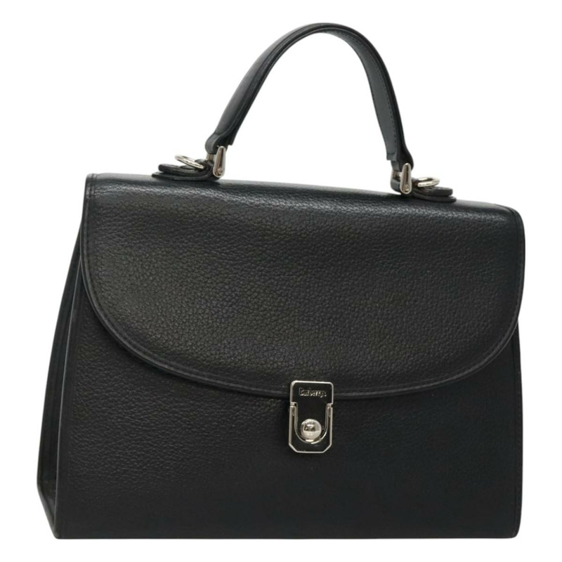 【日本直送】Burberry 手提包 皮革 黑色 銀色 正品 BA3309-0