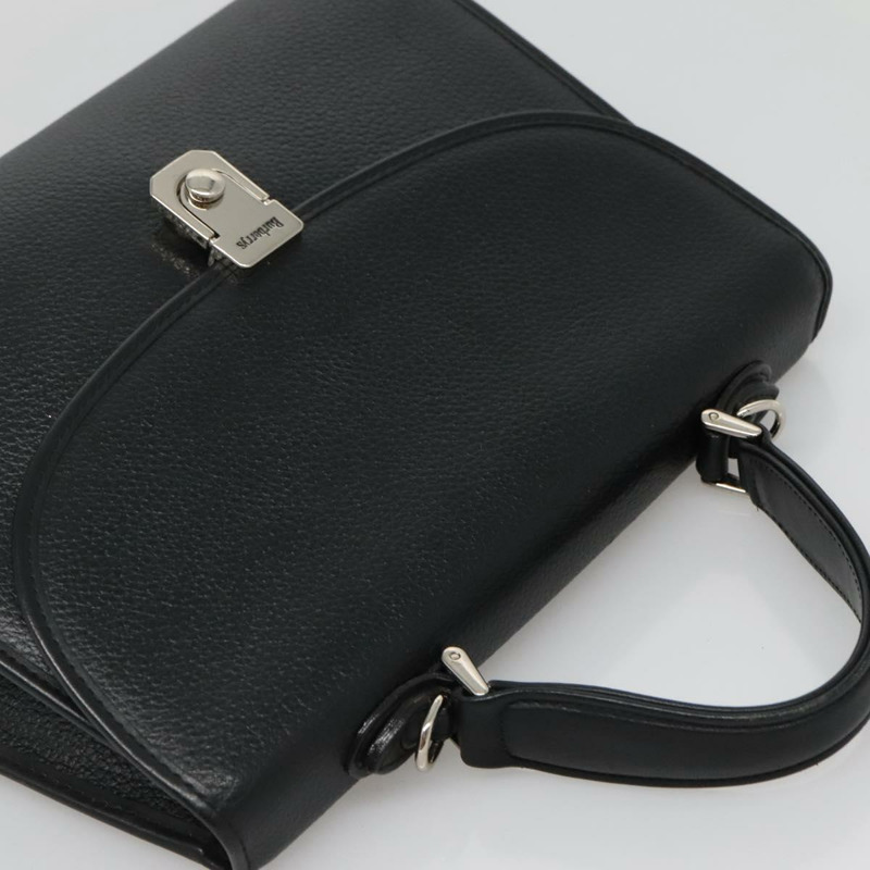 【日本直送】Burberry 手提包 皮革 黑色 銀色 正品 BA3309-5
