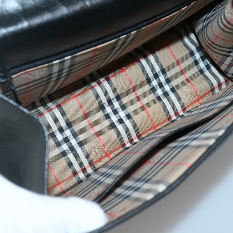 【日本直送】Burberry 手提包 皮革 黑色 銀色 正品 BA3309-9