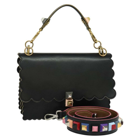 FENDI Canai 手提包 皮革 2 款 黑色 金色 正品 PP727