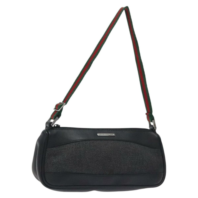 【日本直送】GUCCI Web Sherry Line 配件包 帆布 紅黑配色 92820 正品 BA3614-0