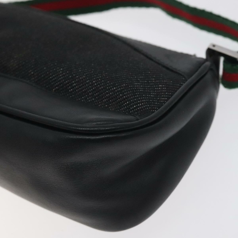 【日本直送】GUCCI Web Sherry Line 配件包 帆布 紅黑配色 92820 正品 BA3614-14