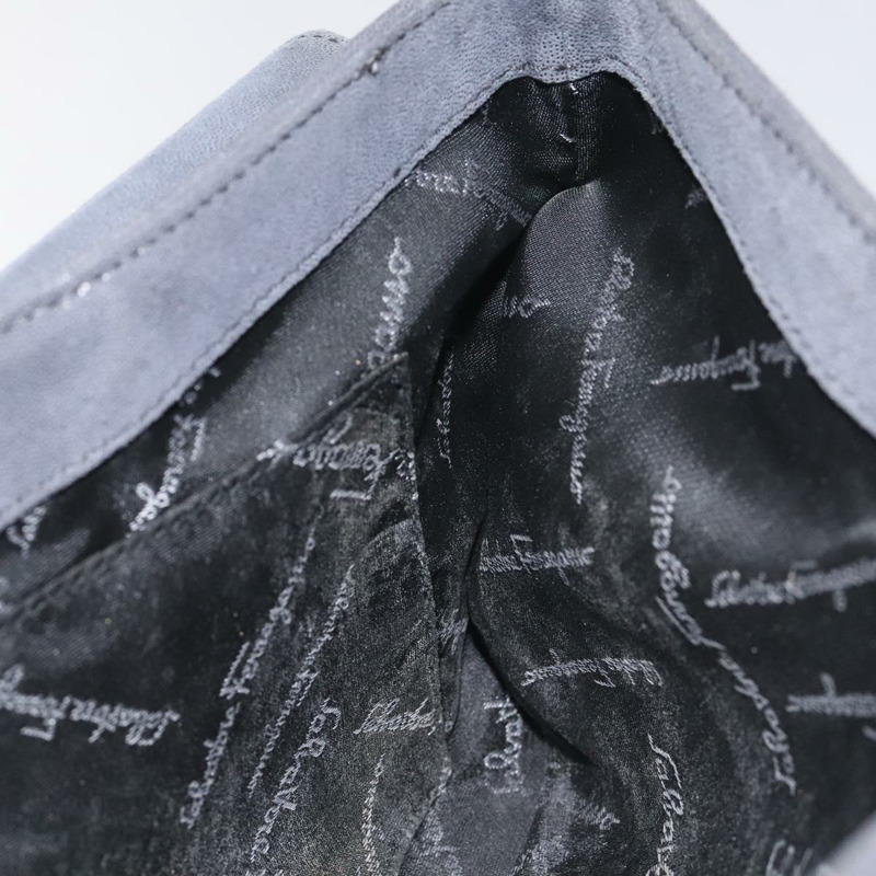 【日本直送】Salvatore Ferragamo Vala 單肩包 麂皮 灰色 銀色 正品 BA3518-16