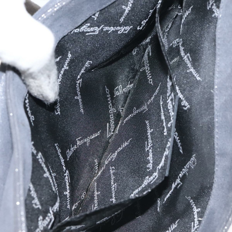 【日本直送】Salvatore Ferragamo Vala 單肩包 麂皮 灰色 銀色 正品 BA3518-18