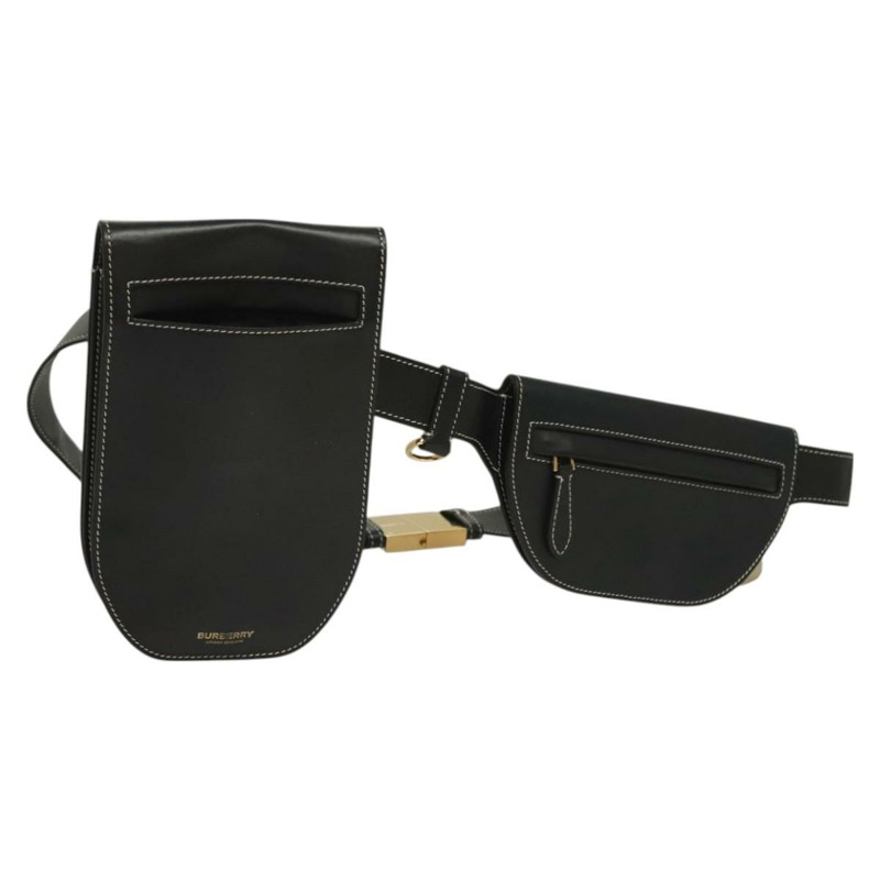 【日本直送】BURBERRY 腰包 皮革 黑色 金色 正品 bs27391-0