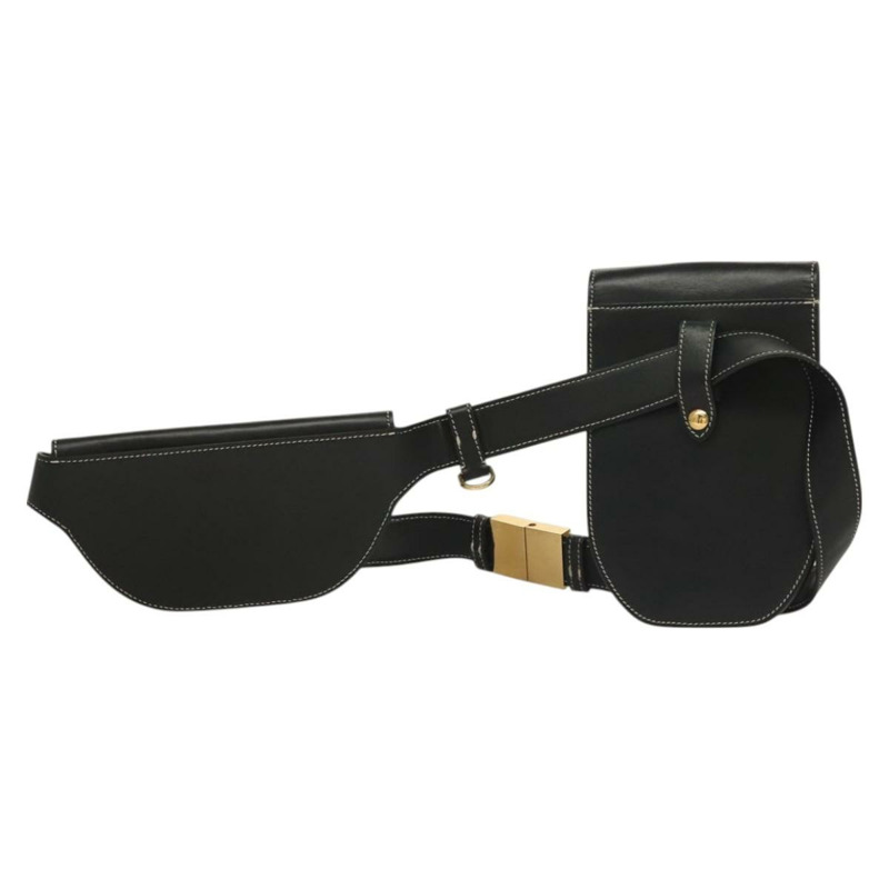 【日本直送】BURBERRY 腰包 皮革 黑色 金色 正品 bs27391-1