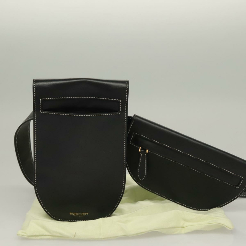 【日本直送】BURBERRY 腰包 皮革 黑色 金色 正品 bs27391-11