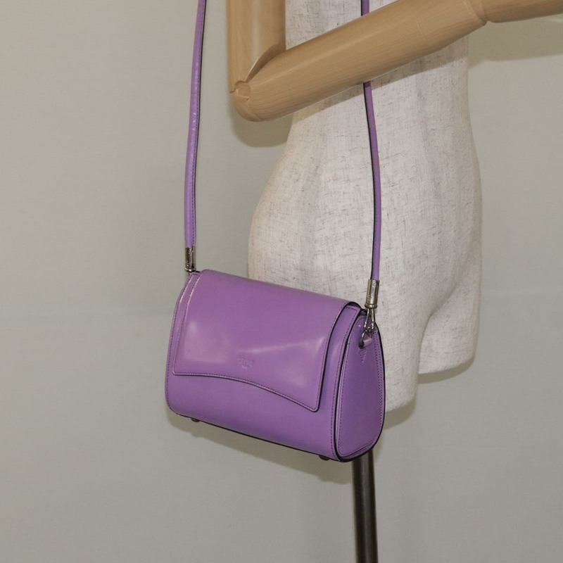 【日本直送】CELINE 單肩包皮革紫色銀色正品 BA3789-21