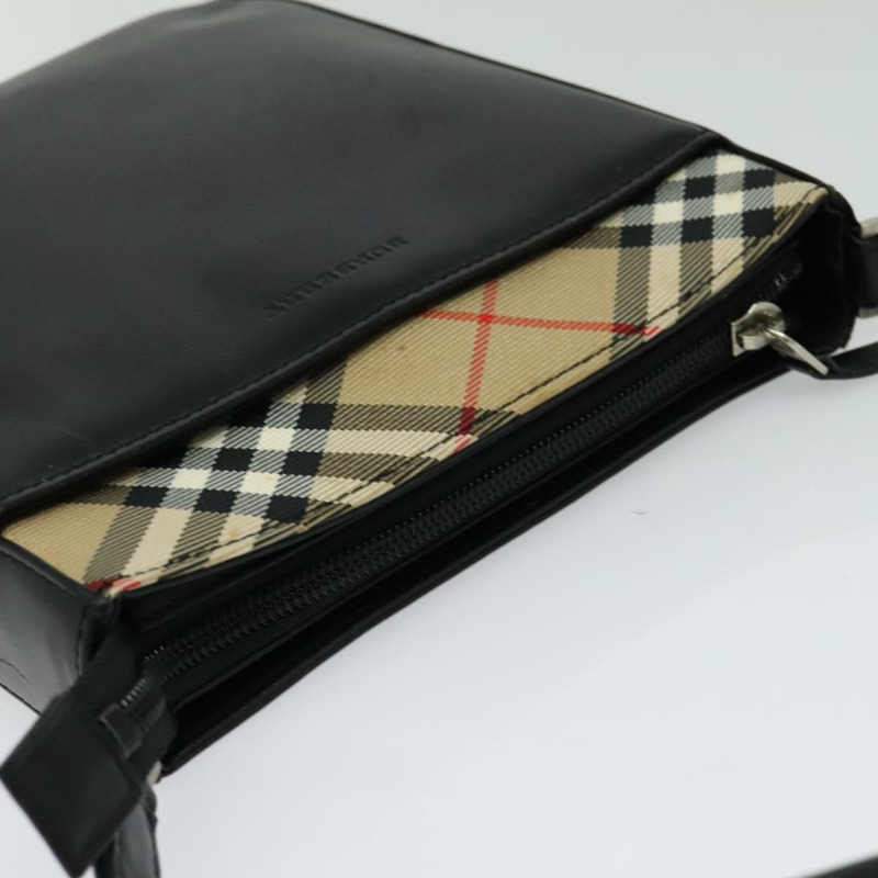 【日本直送】BURBERRY 黑色銀色皮革單肩包 正品 BA3661-5