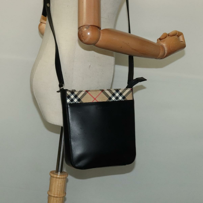 【日本直送】BURBERRY 黑色銀色皮革單肩包 正品 BA3661-18