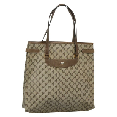 GUCCI GG Supreme 托特包 PVC 米金色 39 02 061 正品 ep9449