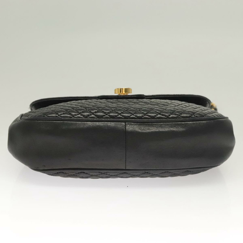 【日本直送】BALLY 絎縫鏈條單肩包 皮革 黑金 正品 BA3955-4