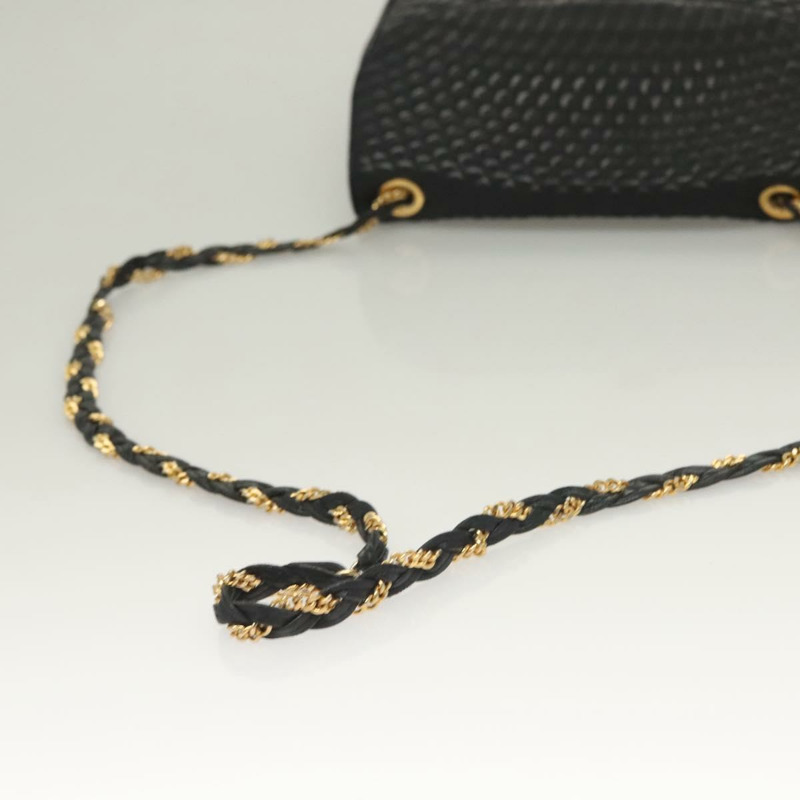 【日本直送】BALLY 絎縫鏈條單肩包 皮革 黑金 正品 BA3955-6