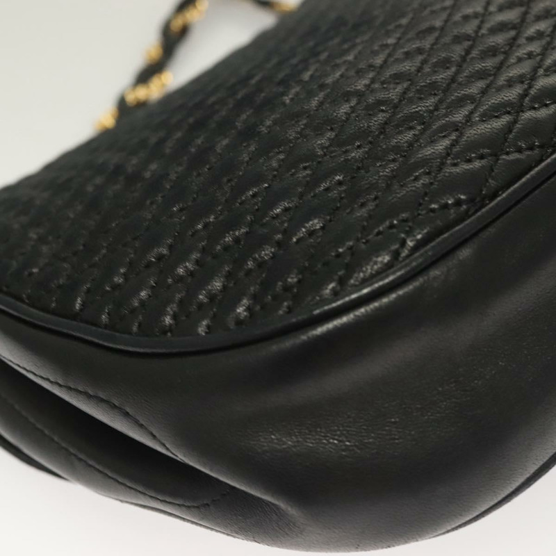 【日本直送】BALLY 絎縫鏈條單肩包 皮革 黑金 正品 BA3955-14