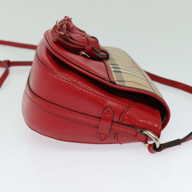 【日本直送】BURBERRY Nova 格紋肩背包 PVC 米色 紅金色 正品 PP798-3