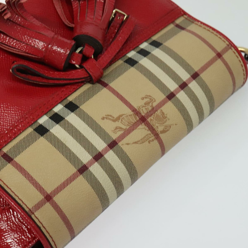 【日本直送】BURBERRY Nova 格紋肩背包 PVC 米色 紅金色 正品 PP798-5