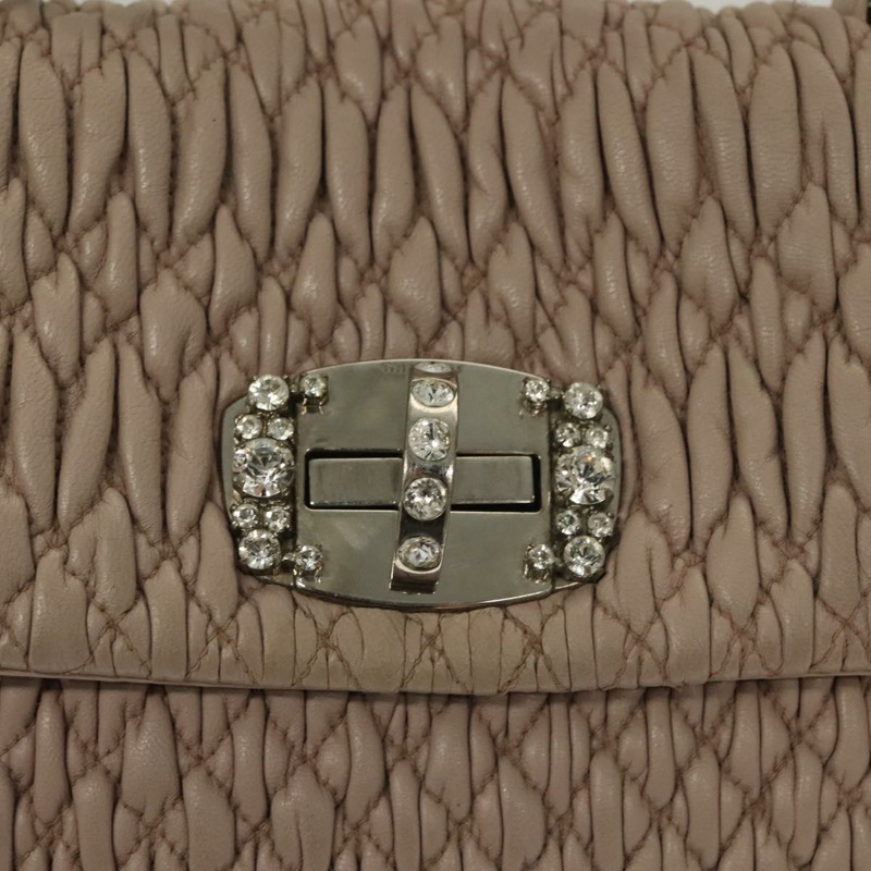 【日本直送】Miu Miu Matelasse 手袋 皮革 2 款可選 粉紅色 銀色 正品 PP781-8