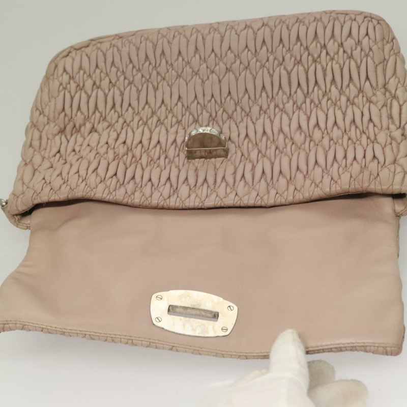 【日本直送】Miu Miu Matelasse 手袋 皮革 2 款可選 粉紅色 銀色 正品 PP781-9