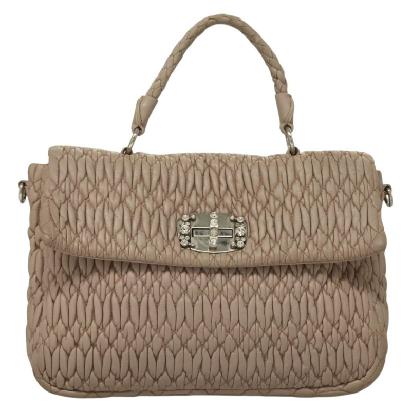【日本直送】Miu Miu Matelasse 手袋 皮革 2 款可選 粉紅色 銀色 正品 PP781-12