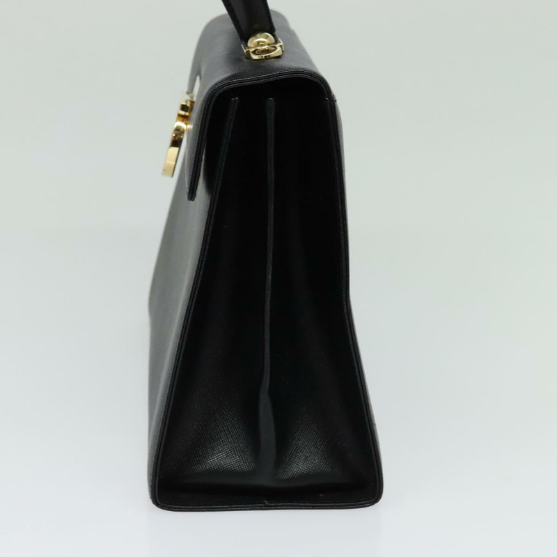 【日本直送】Salvatore Ferragamo Gancini 手提包 皮革 2way 黑色 金色 Auth ep9613-3