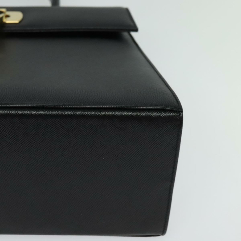 【日本直送】Salvatore Ferragamo Gancini 手提包 皮革 2way 黑色 金色 Auth ep9613-14