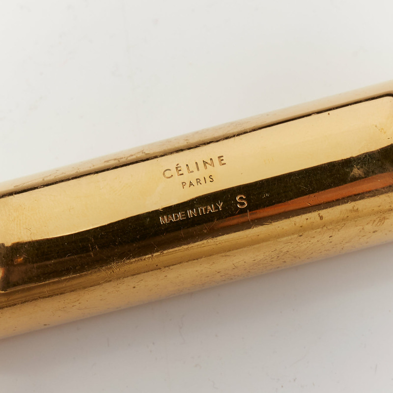 rare OLD CELINE Phoebe Philo Runway gold tubular square bangle cuff S-3