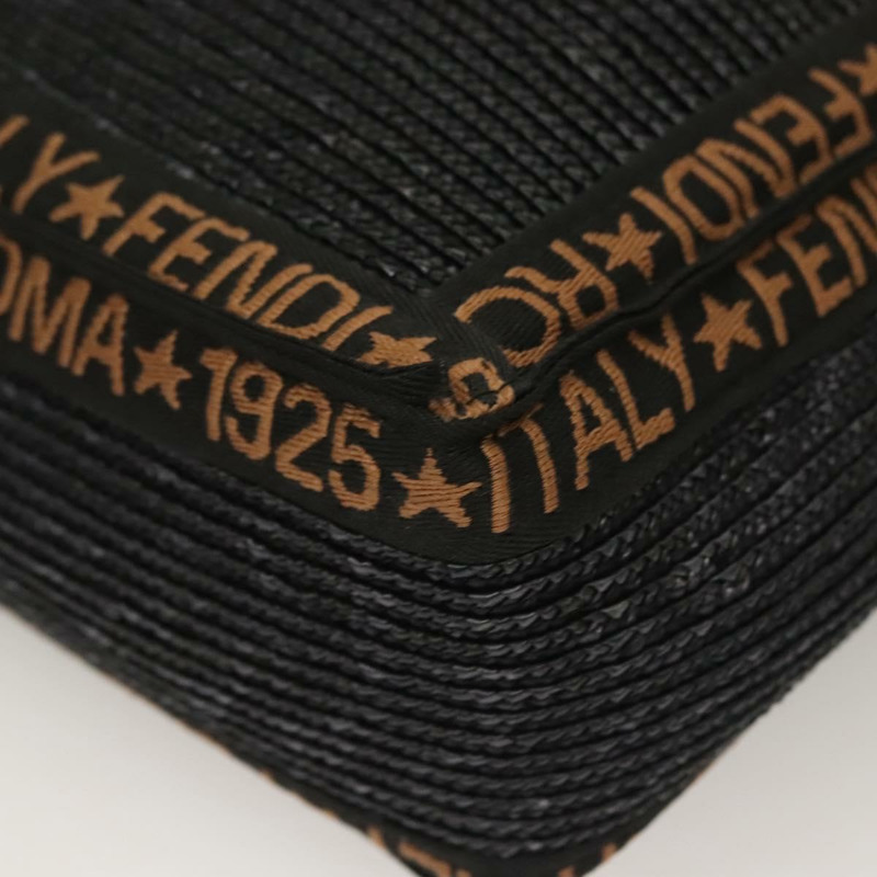 【日本直送】FENDI 托特包 草編 黑色 正品 yk18835-13
