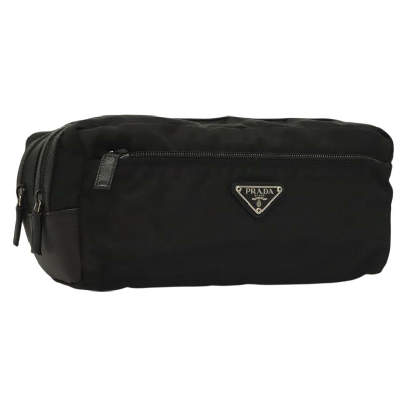 【日本直送】PRADA 手拿包 尼龍皮革 黑銀色 正品 ki5843-0