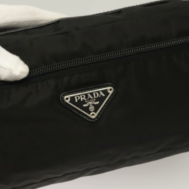 【日本直送】PRADA 手拿包 尼龍皮革 黑銀色 正品 ki5843-7