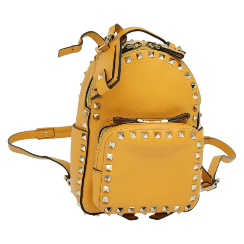 【日本直送】VALENTINO 鉚釘雙肩包 皮革 黃色 銀色 正品 BA3815-0