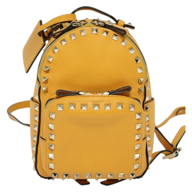 【日本直送】VALENTINO 鉚釘雙肩包 皮革 黃色 銀色 正品 BA3815-12
