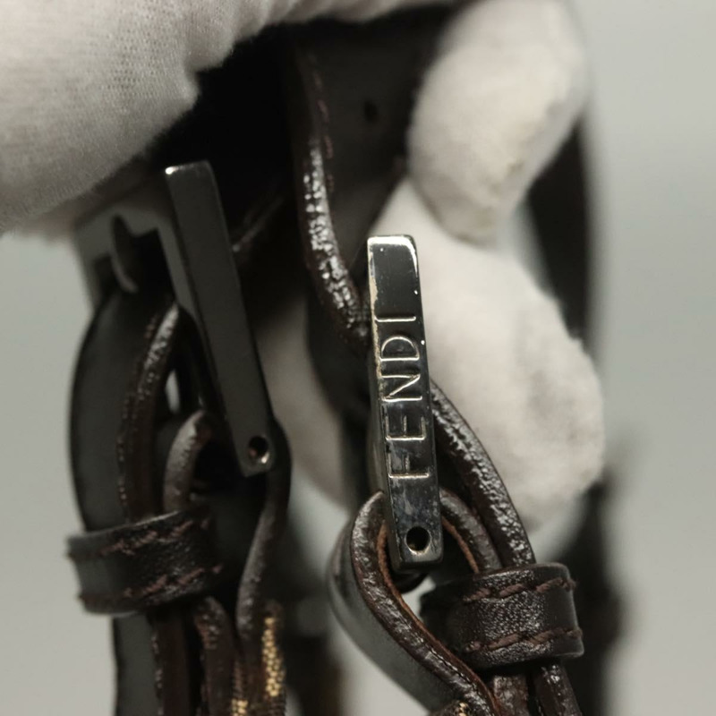 【日本直送】FENDI Zucchino 帆布 Mamma 單肩包 銀棕色 正品 PP885-17