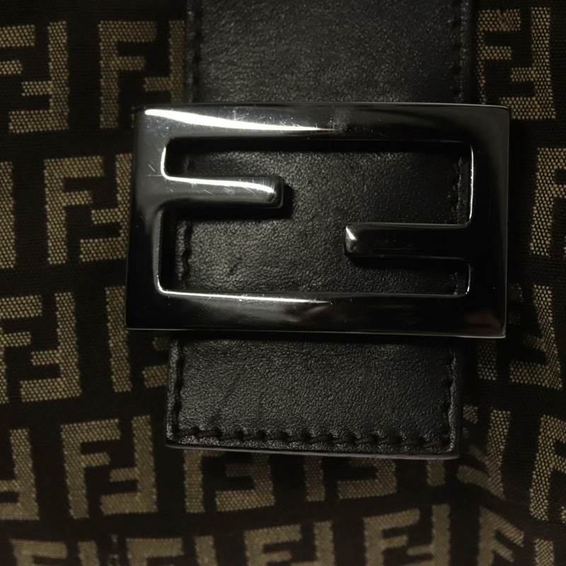 【日本直送】FENDI Zucchino 帆布 Mamma 單肩包 銀棕色 正品 PP885-18