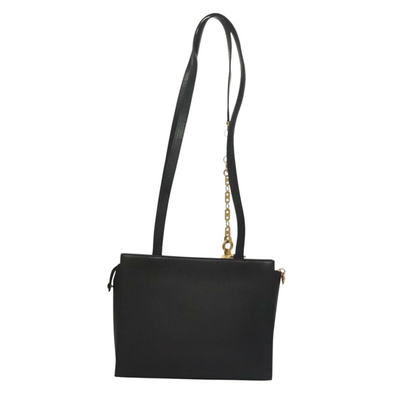 【日本直送】范思哲黑色金色皮革單肩包，正品 yk18934-1