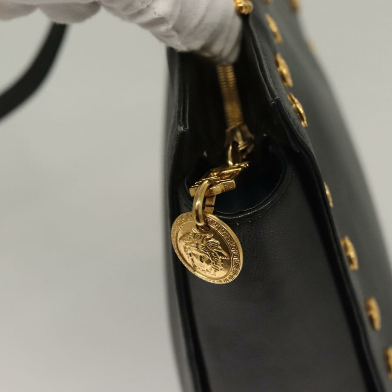 【日本直送】范思哲黑色金色皮革單肩包，正品 yk18934-9
