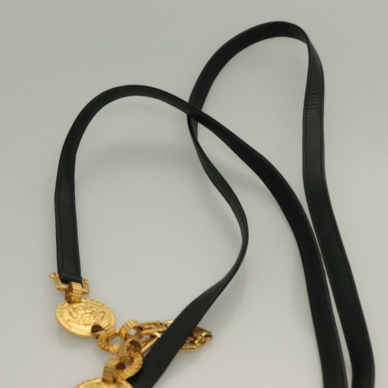 【日本直送】范思哲黑色金色皮革單肩包，正品 yk18934-13