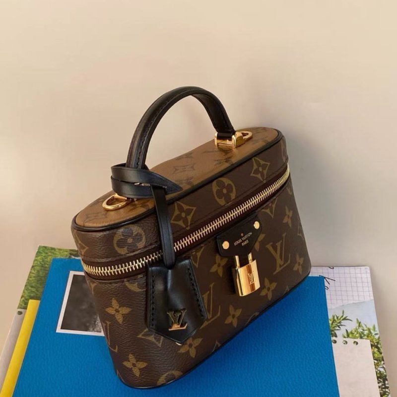 lv 新款老花拚色vanity化妝盒 芯片款 19*6*12cm 99新 配件塵袋-3