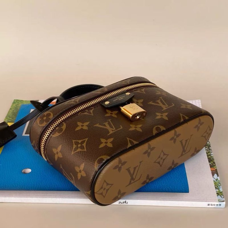 lv 新款老花拚色vanity化妝盒 芯片款 19*6*12cm 99新 配件塵袋-4