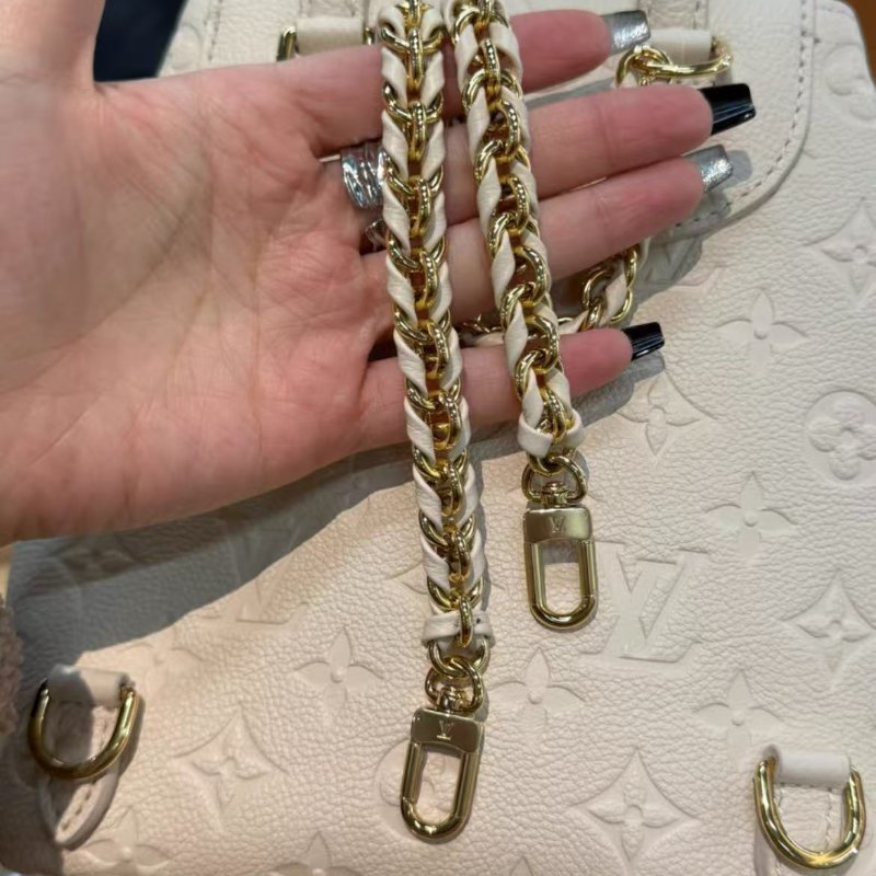 Lv backup 壓紋奶油白青蛙後背包 全新配件盒子購證塵袋-3