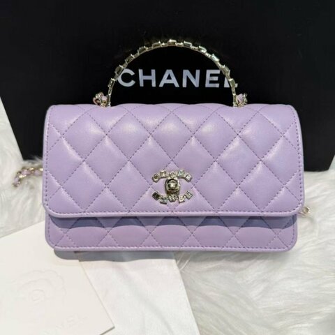 Chanel 24P woc 香芋紫水鑽手柄 全新配件盒子塵袋購證