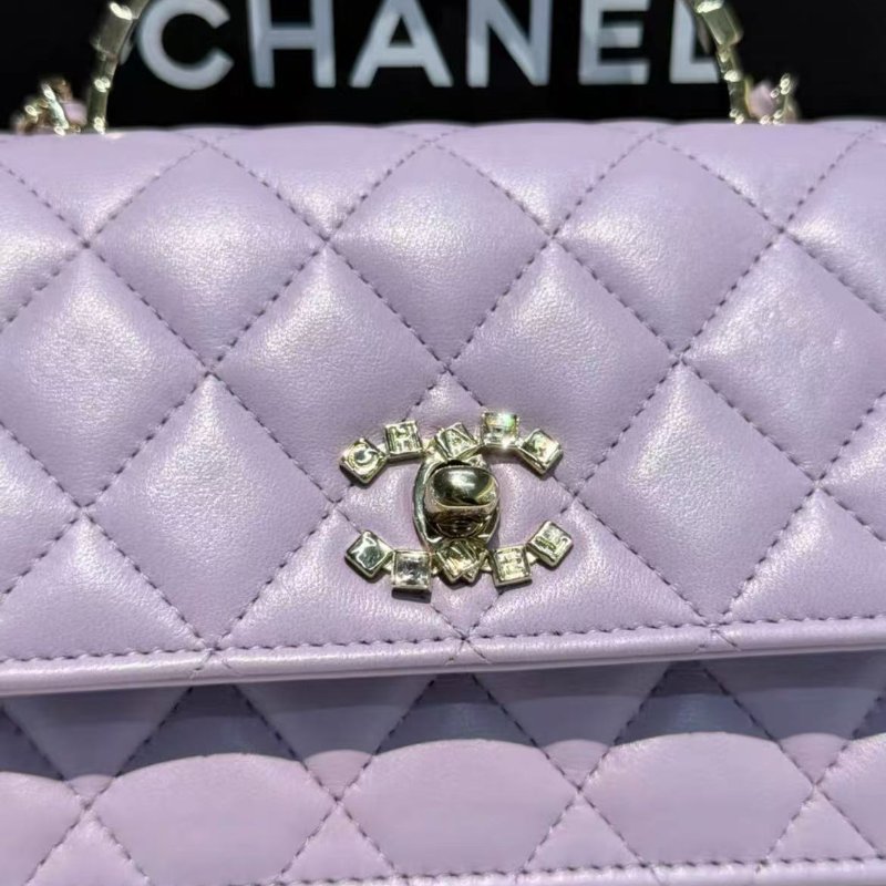 Chanel 24P woc 香芋紫水鑽手柄 全新配件盒子塵袋購證-1
