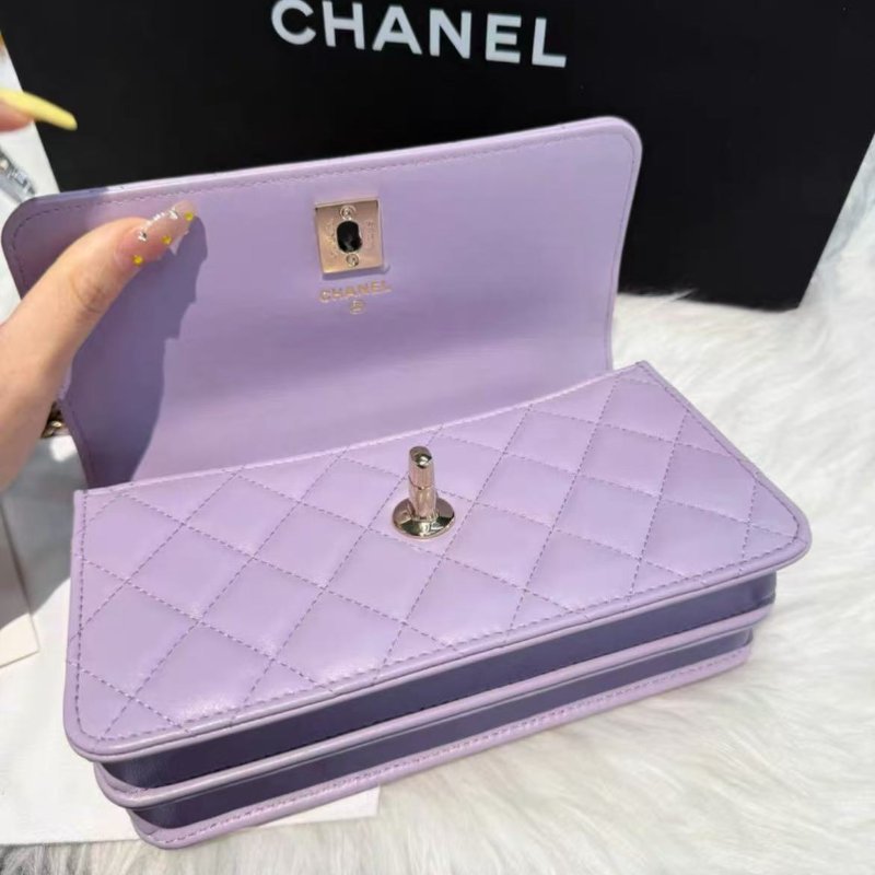Chanel 24P woc 香芋紫水鑽手柄 全新配件盒子塵袋購證-2