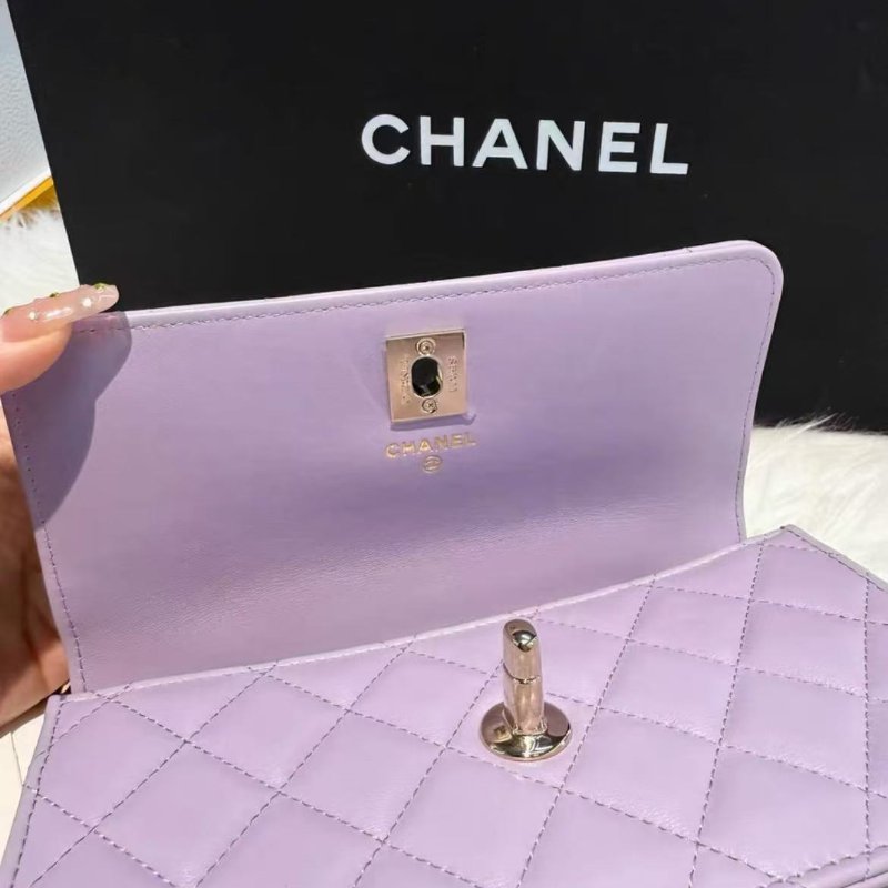 Chanel 24P woc 香芋紫水鑽手柄 全新配件盒子塵袋購證-3