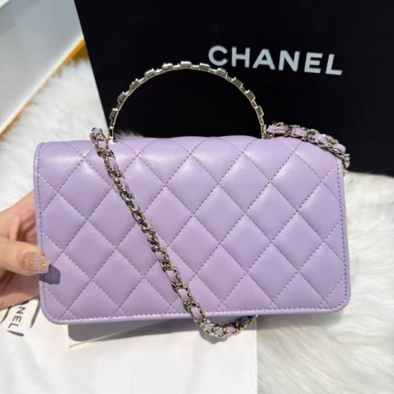 Chanel 24P woc 香芋紫水鑽手柄 全新配件盒子塵袋購證-8
