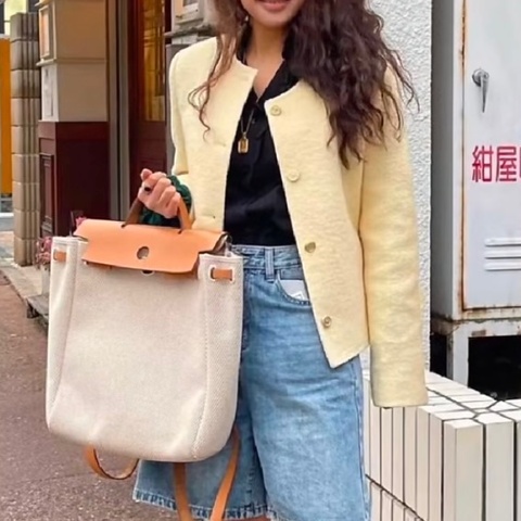 Hermes 帆布焦糖雙肩包 Herbag backpack