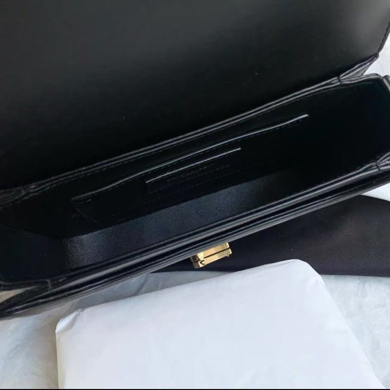 Ysl 帆布直條文金扣豆腐包 全新配件塵袋-2