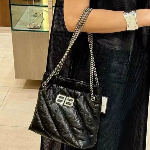 Balenciaga 黑銀crush tote trash小號垃圾袋斜背包 99新配件塵袋