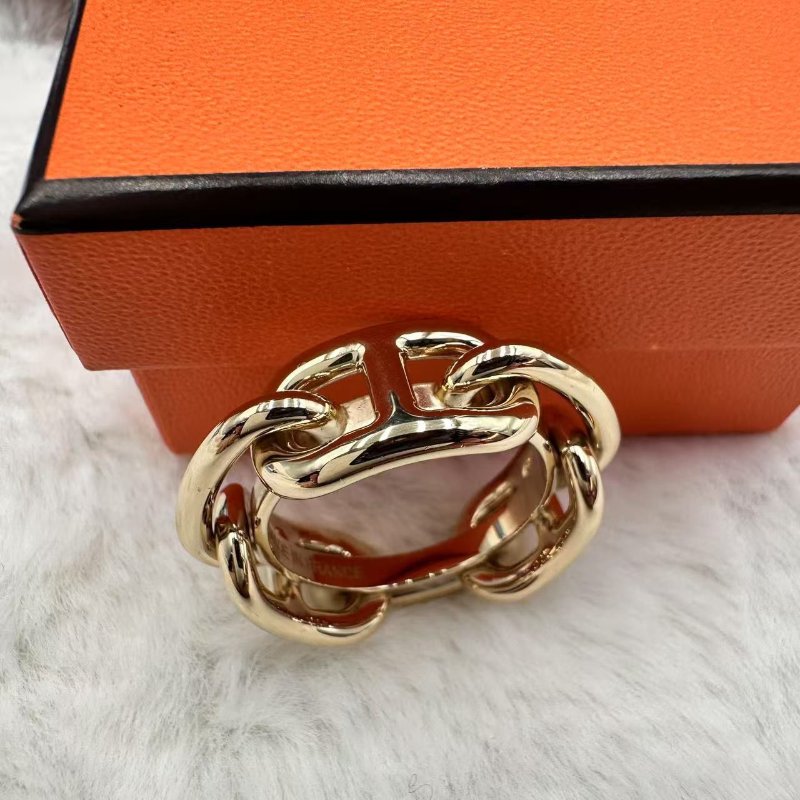 愛馬仕/Hermes  豬鼻子絲巾介指 玫瑰金色金屬 絲巾釦/絲巾環 / 可當戒子指-0